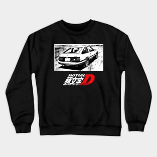 Black and White Manga Art Initial D v2 Crewneck Sweatshirt